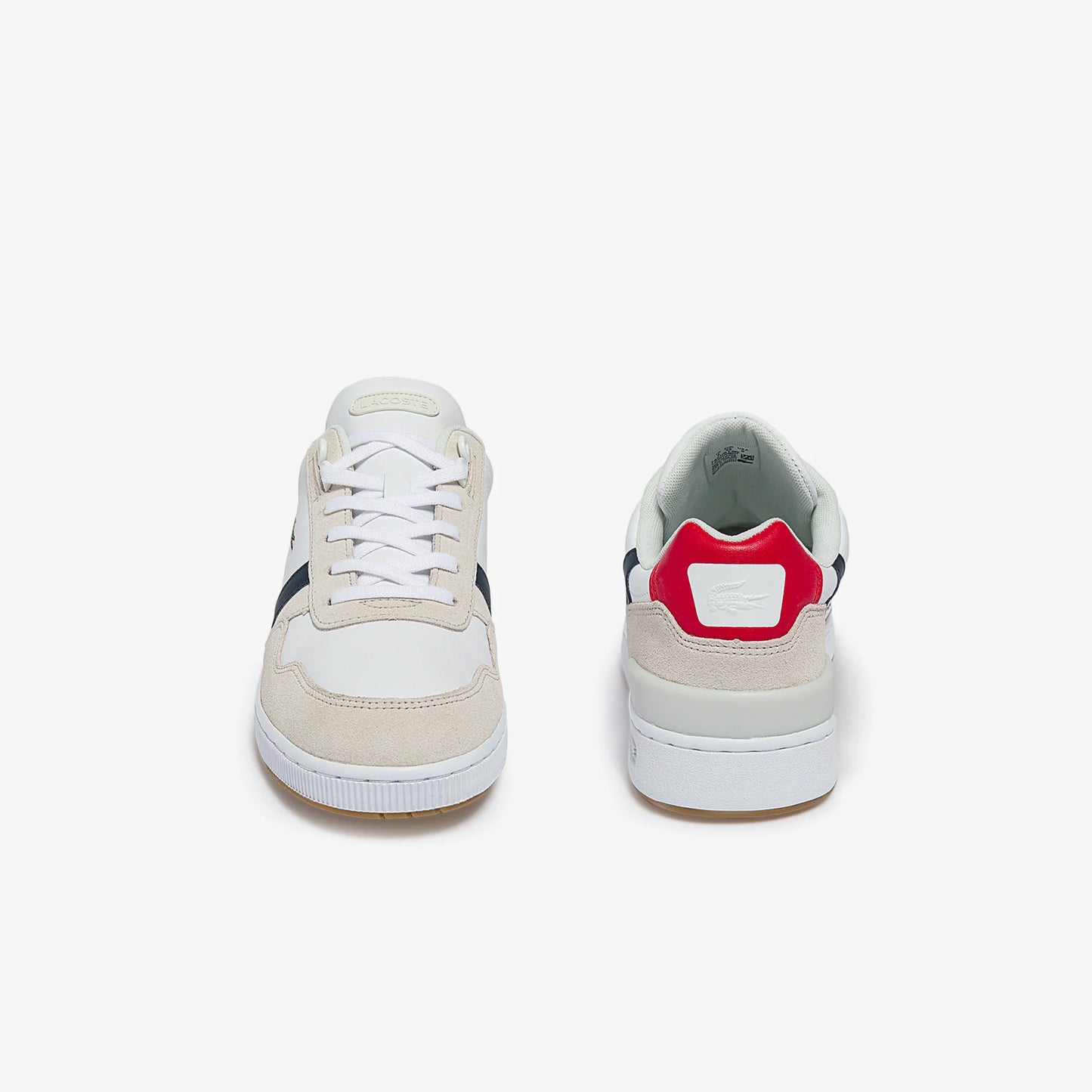 MENS LACOSTE T-CLIP TRICOLOUR LEATHER AND SUEDE TRAINERS